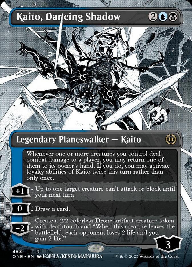 Kaito, Dancing Shadow (Borderless Manga Step-and-Compleat Foil) [Phyrexia: All Will Be One] | Gate City Games LLC