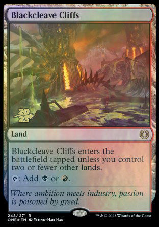 Blackcleave Cliffs [Phyrexia: All Will Be One Prerelease Promos] | Gate City Games LLC