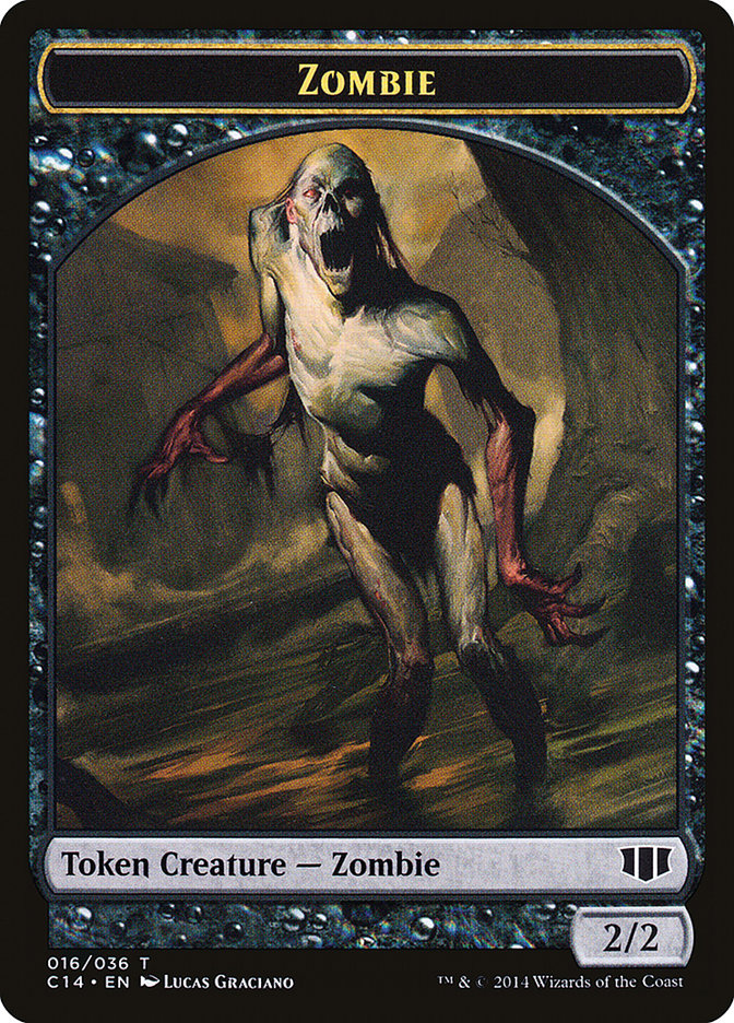 Horror // Zombie (016/036) Double-sided Token [Commander 2014 Tokens] | Gate City Games LLC