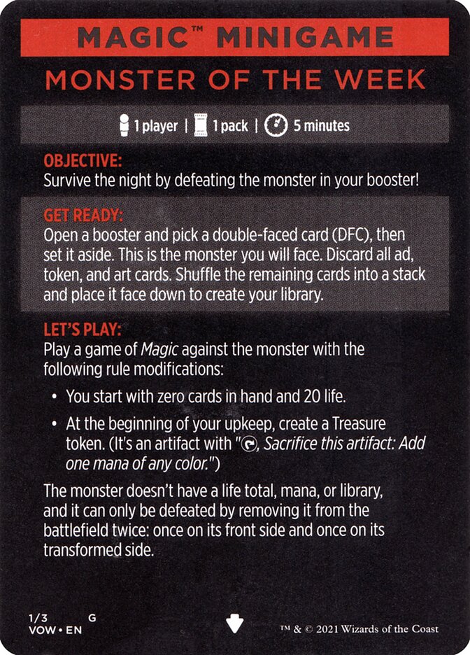 Monster of The Week (Magic Minigame) [Innistrad: Crimson Vow Minigame] | Gate City Games LLC