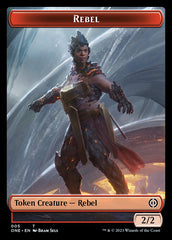 Rebel // Phyrexian Germ Double-Sided Token [Phyrexia: All Will Be One Commander Tokens] | Gate City Games LLC