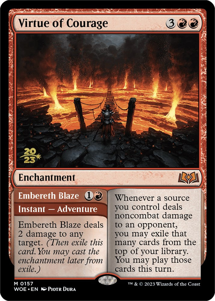 Virtue of Courage // Embereth Blaze [Wilds of Eldraine Prerelease Promos] | Gate City Games LLC