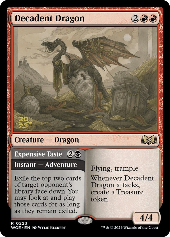 Decadent Dragon // Expensive Taste (Promo Pack) [Wilds of Eldraine Promos] | Gate City Games LLC