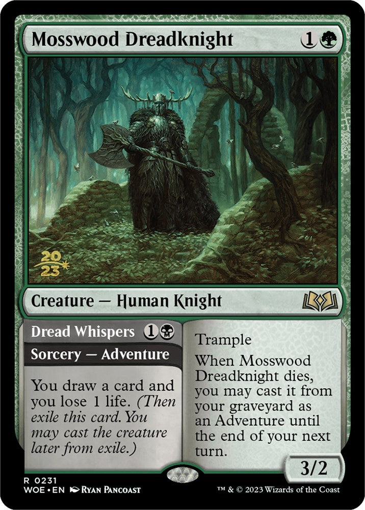 Mosswood Dreadknight // Dread Whispers [Wilds of Eldraine Prerelease Promos] | Gate City Games LLC