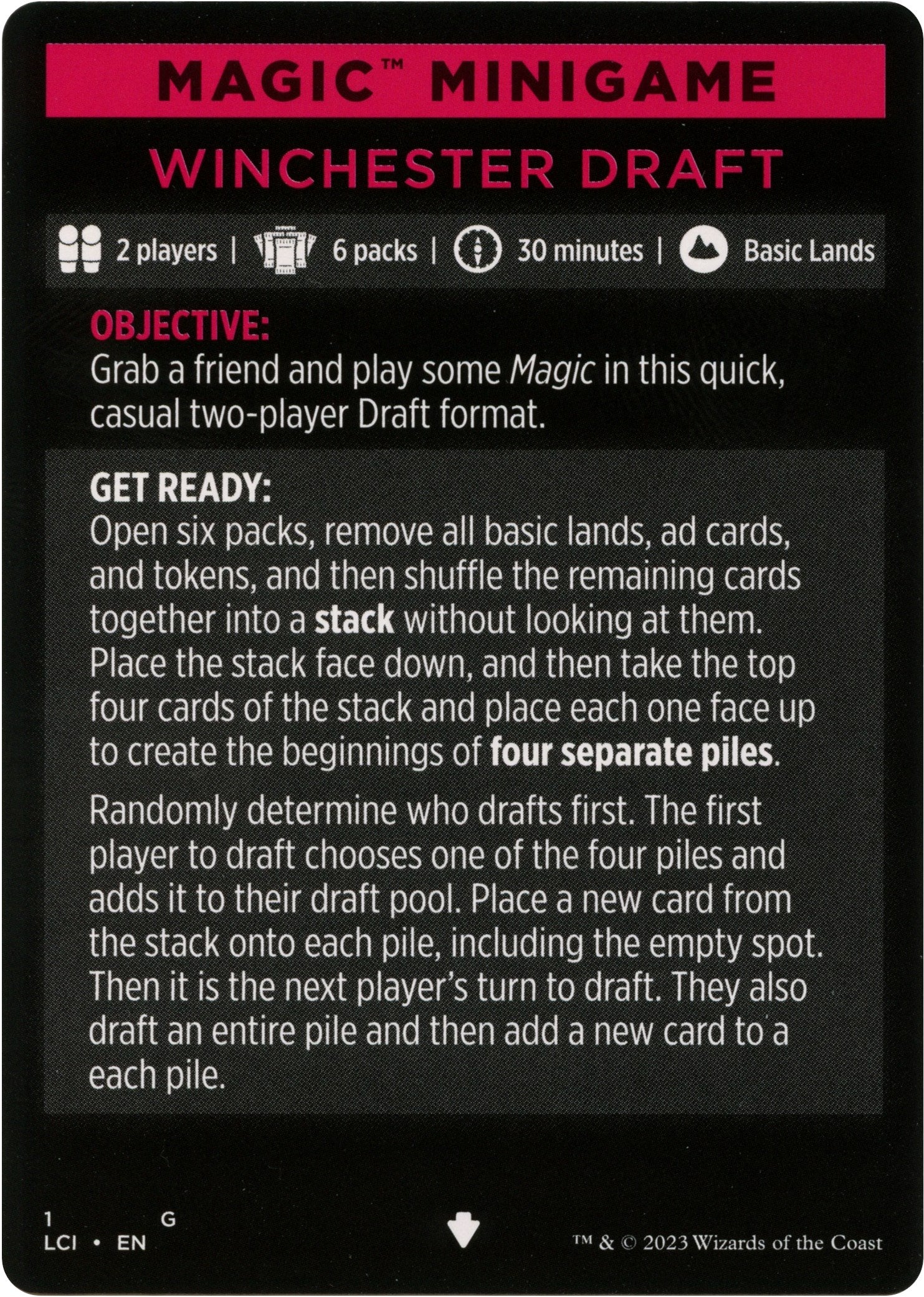 Winchester Draft (Magic Minigame) [The Lost Caverns of Ixalan Minigame] | Gate City Games LLC