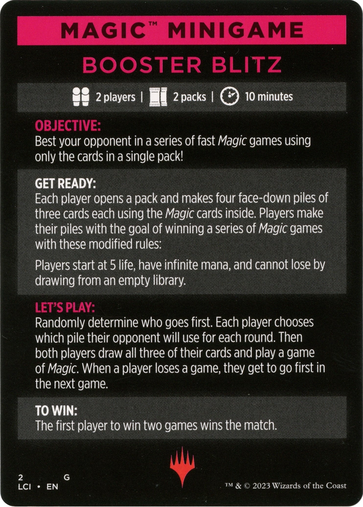 Booster Blitz (Magic Minigame) [The Lost Caverns of Ixalan Minigame] | Gate City Games LLC