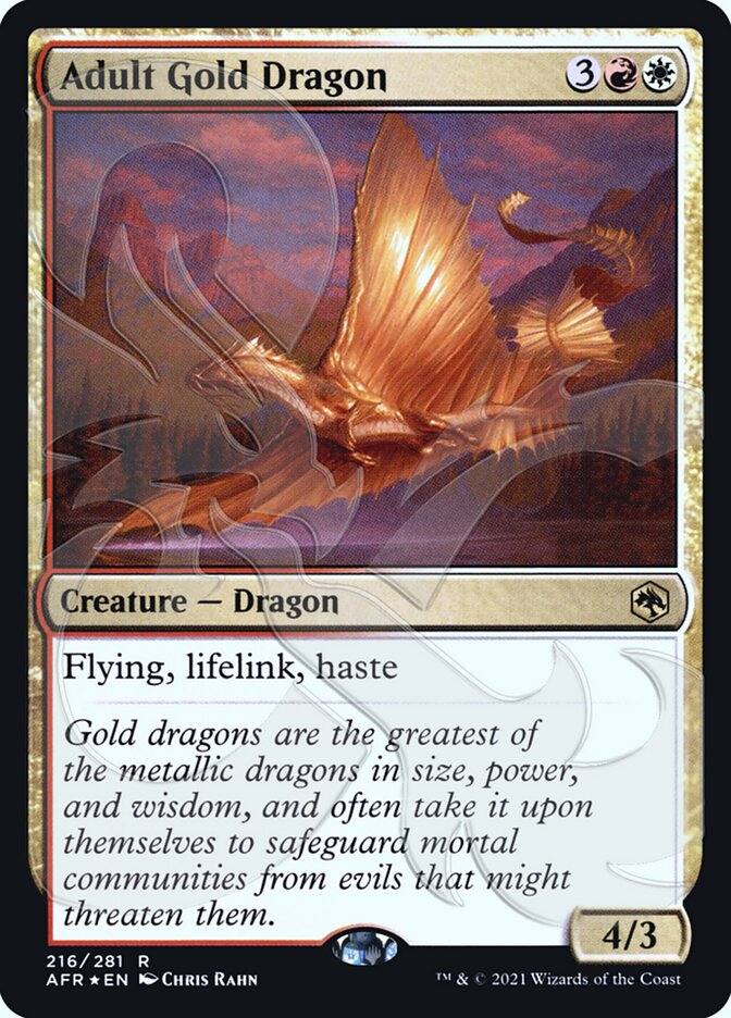 Adult Gold Dragon (Ampersand Promo) [Dungeons & Dragons: Adventures in the Forgotten Realms Promos] | Gate City Games LLC