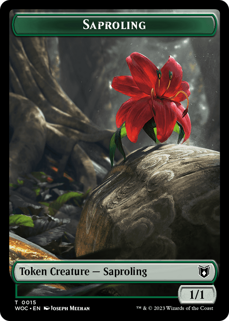 Faerie // Saproling Double-Sided Token [Wilds of Eldraine Commander Tokens] | Gate City Games LLC