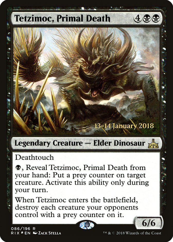 Tetzimoc, Primal Death [Rivals of Ixalan Prerelease Promos] | Gate City Games LLC