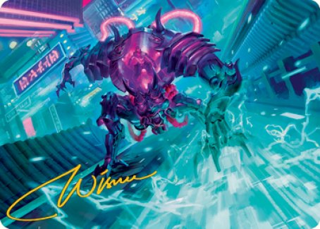 Surgehacker Mech Art Card (Gold-Stamped Signature) [Kamigawa: Neon Dynasty Art Series] | Gate City Games LLC