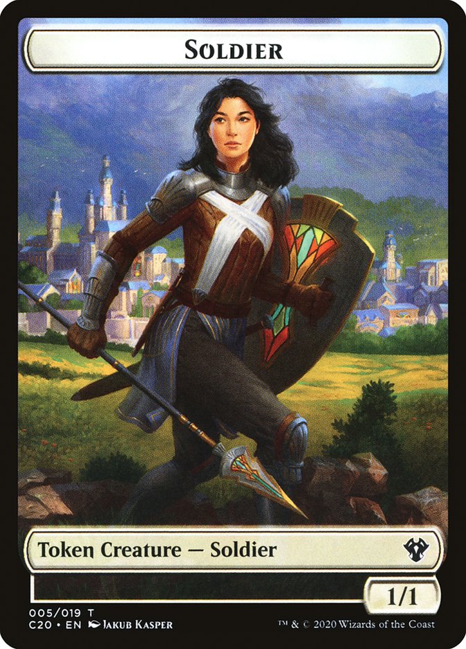 Human Soldier (005) // Drake Double-sided Token [Commander 2020 Tokens] | Gate City Games LLC