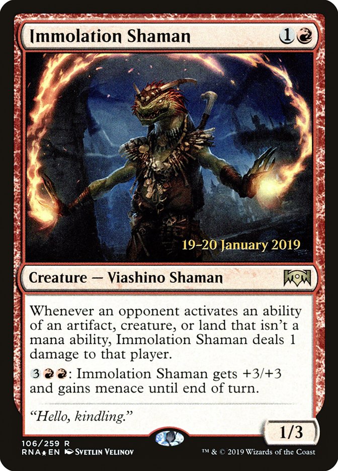 Immolation Shaman [Ravnica Allegiance Prerelease Promos] | Gate City Games LLC