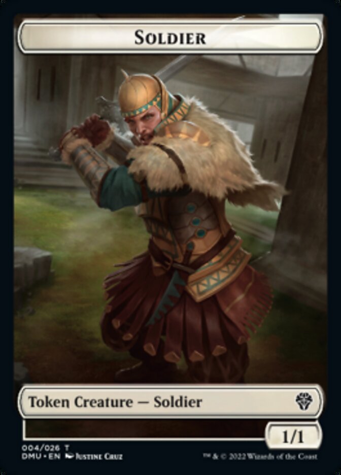Soldier // Ajani, Sleeper Agent Emblem Double-sided Token [Dominaria United Tokens] | Gate City Games LLC