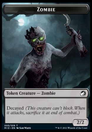 Zombie (005) // Bird Double-sided Token [Innistrad: Midnight Hunt Tokens] | Gate City Games LLC