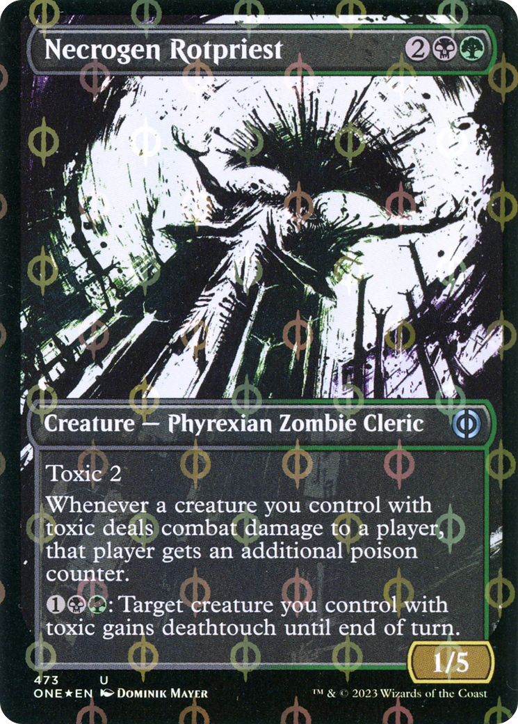 Necrogen Rotpriest (Borderless Ichor Step-and-Compleat Foil) [Phyrexia: All Will Be One] | Gate City Games LLC