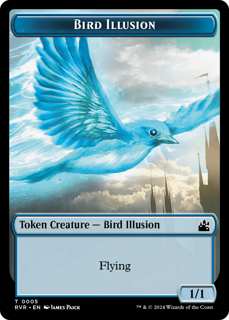 Elf Knight // Bird Illusion Double-Sided Token [Ravnica Remastered Tokens] | Gate City Games LLC