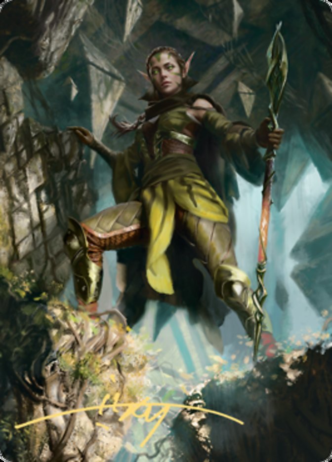 Nissa of Shadowed Boughs 1 Art Card (Gold-Stamped Signature) [Zendikar Rising Art Series] | Gate City Games LLC