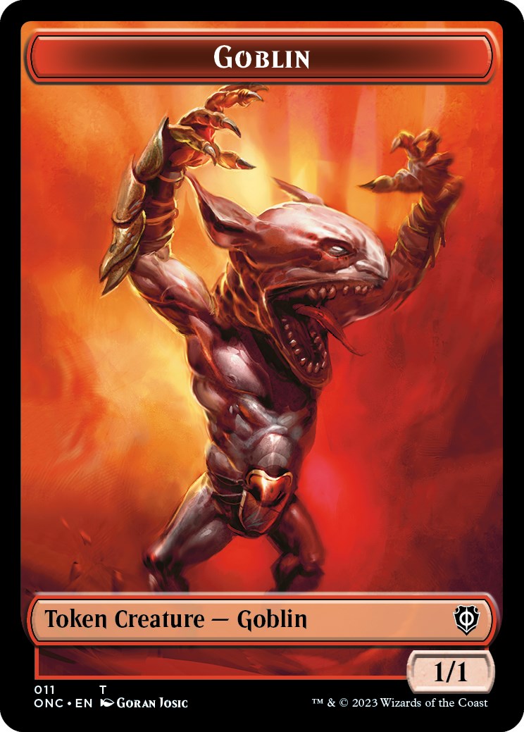 Rebel // Goblin Double-Sided Token [Phyrexia: All Will Be One Commander Tokens] | Gate City Games LLC