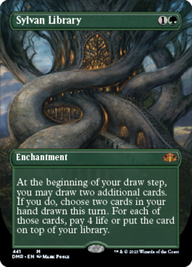 Sylvan Library (Borderless Alternate Art) [Dominaria Remastered] | Gate City Games LLC