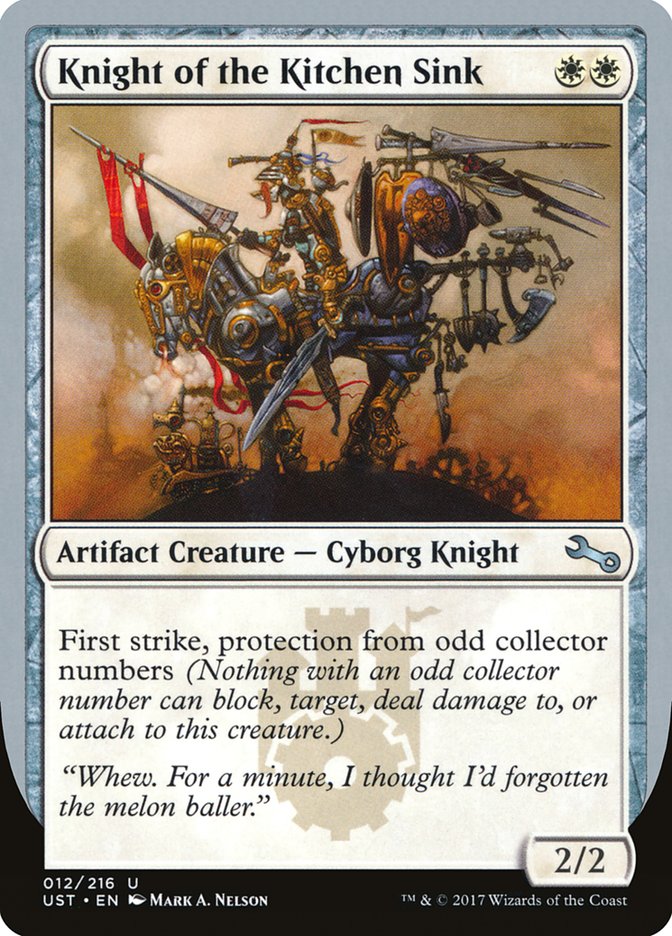 Knight of the Kitchen Sink ("protection from odd collector numbers") [Unstable] | Gate City Games LLC