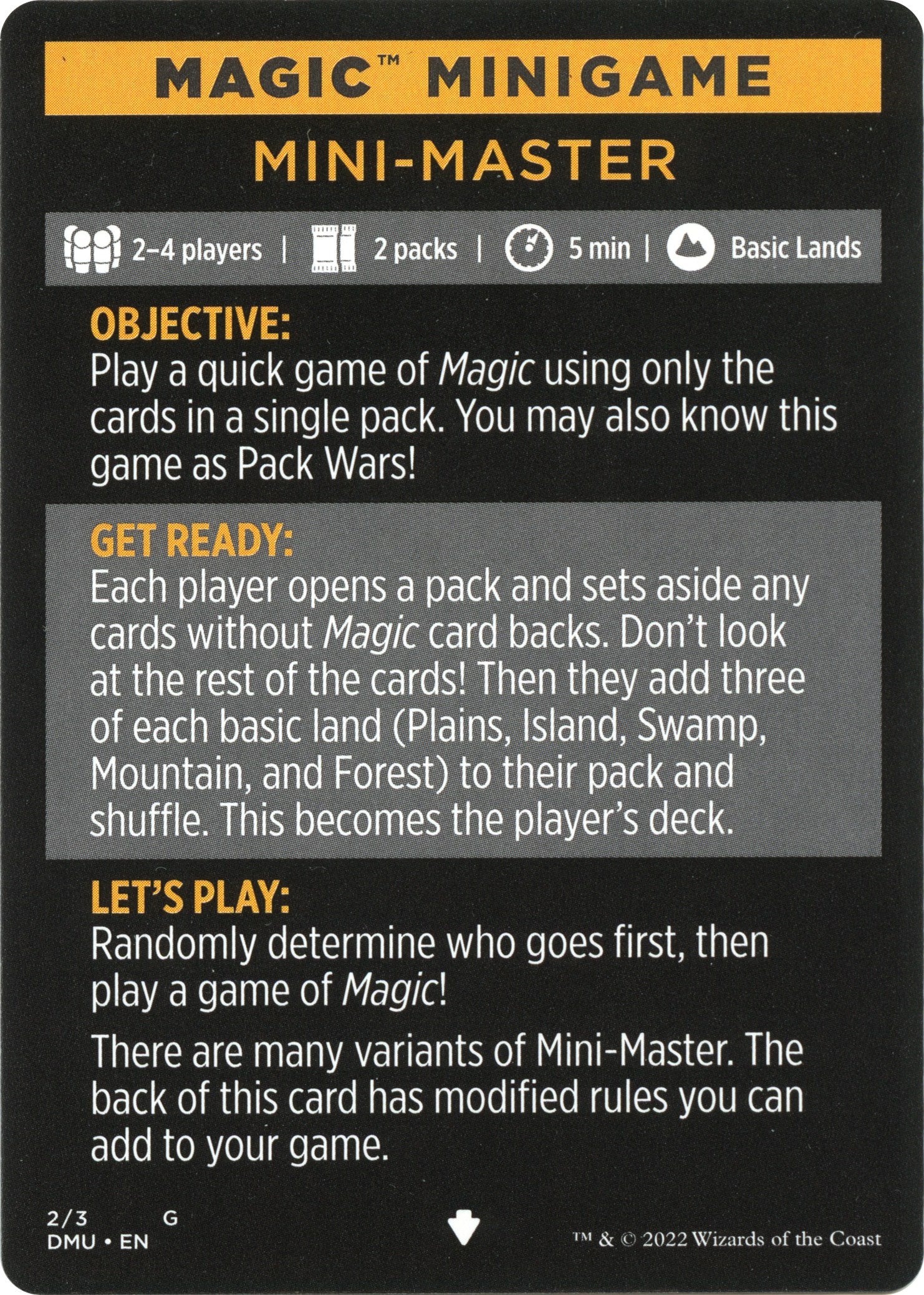 Mini-Master (Magic Minigame) [Dominaria United Minigame] | Gate City Games LLC