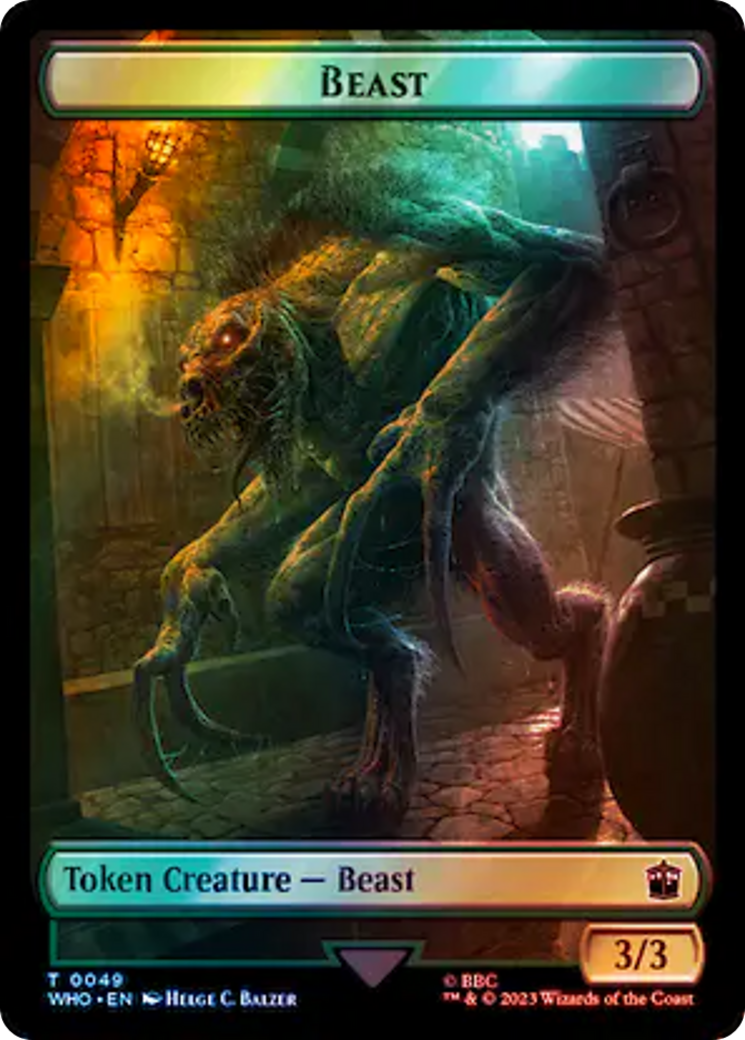 Human Noble // Beast Double-Sided Token (Surge Foil) [Doctor Who Tokens] | Gate City Games LLC