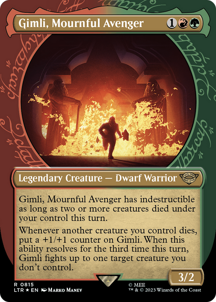 Gimli, Mournful Avenger (Showcase) (Surge Foil) [The Lord of the Rings: Tales of Middle-Earth] | Gate City Games LLC