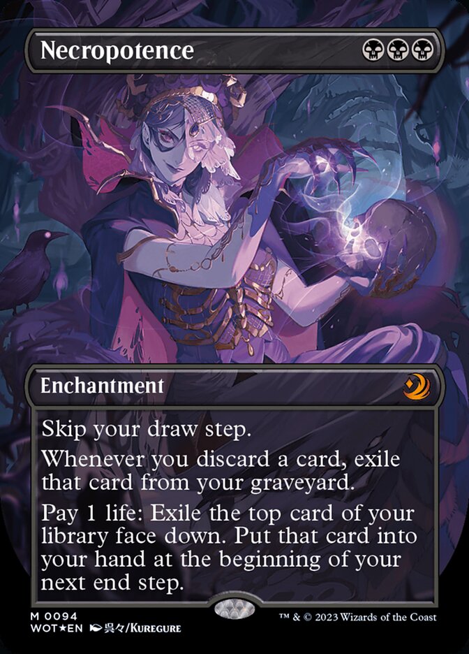 Necropotence (Anime Borderless) (Confetti Foil) [Wilds of Eldraine: Enchanting Tales] | Gate City Games LLC