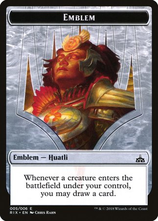 Emblem - Huatli [Rivals of Ixalan Tokens] | Gate City Games LLC