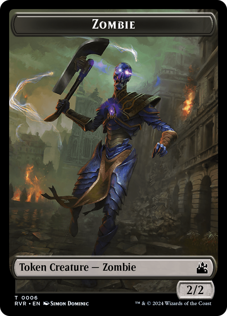 Elf Knight // Zombie Double-Sided Token [Ravnica Remastered Tokens] | Gate City Games LLC