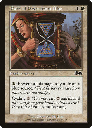 Rune of Protection: Blue [Urza's Saga] | Gate City Games LLC