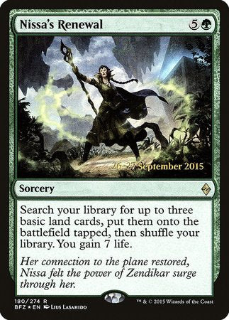 Nissa's Renewal [Battle for Zendikar Promos] | Gate City Games LLC