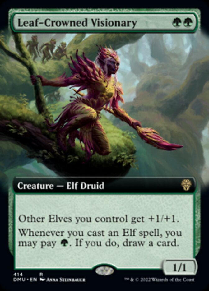 Leaf-Crowned Visionary (Extended Art) [Dominaria United] | Gate City Games LLC