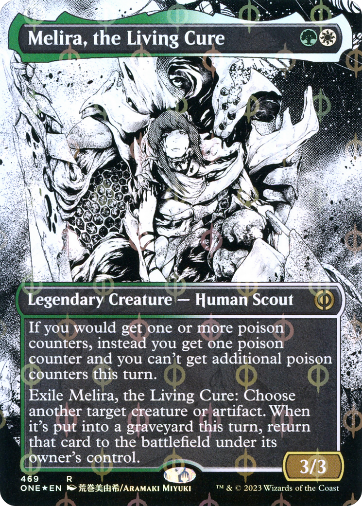 Melira, the Living Cure (Borderless Manga Step-and-Compleat Foil) [Phyrexia: All Will Be One] | Gate City Games LLC