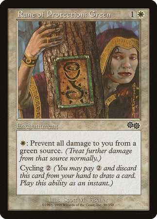 Rune of Protection: Green [Urza's Saga] | Gate City Games LLC