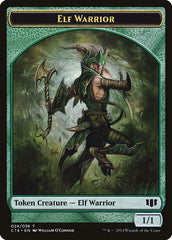 Elephant // Elf Warrior Double-sided Token [Commander 2014 Tokens] | Gate City Games LLC