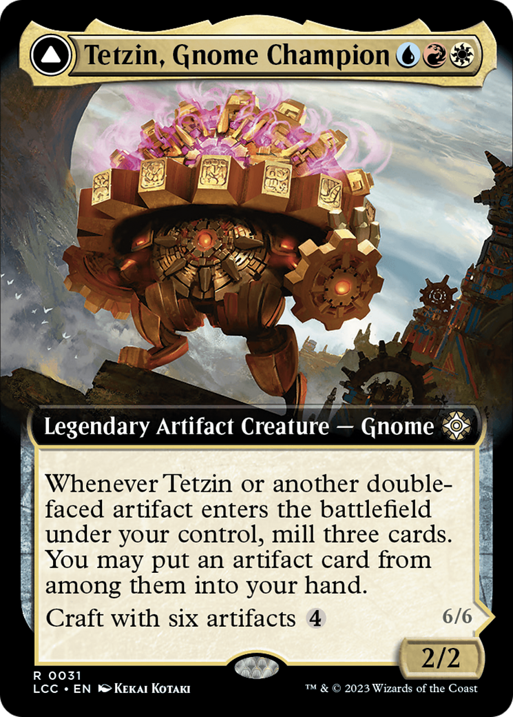 Tetzin, Gnome Champion // The Golden-Gear Colossus (Extended Art) [The Lost Caverns of Ixalan Commander] | Gate City Games LLC