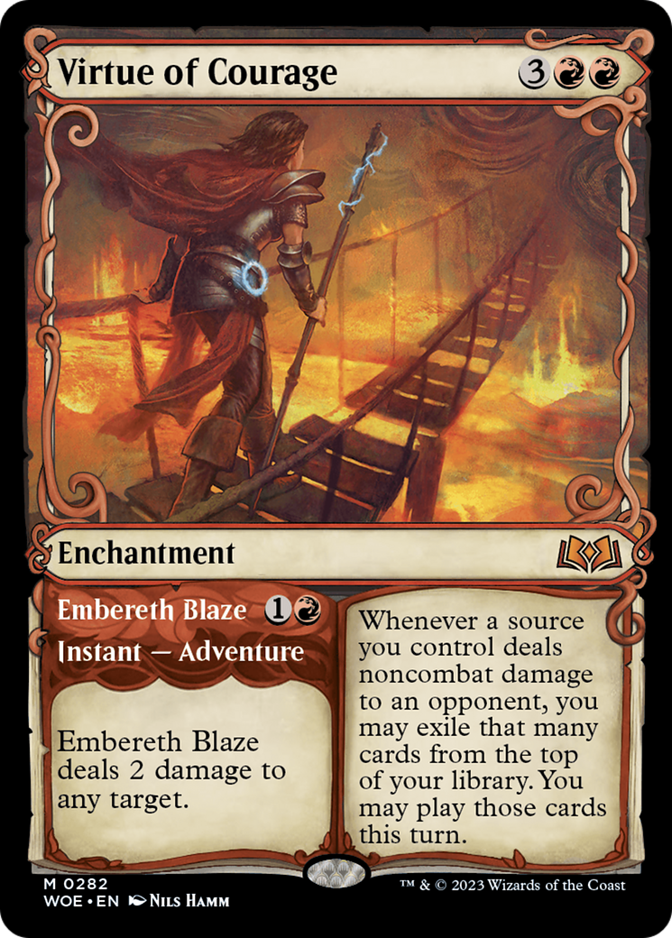 Virtue of Courage // Embereth Blaze (Showcase) [Wilds of Eldraine] | Gate City Games LLC