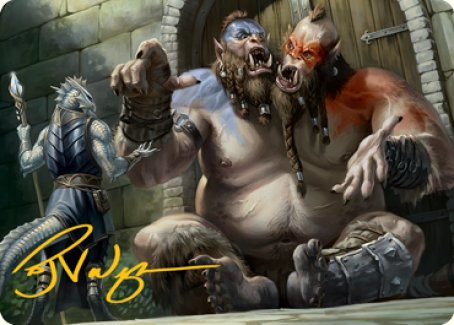 Ettin Art Card (Gold-Stamped Signature) [Dungeons & Dragons: Adventures in the Forgotten Realms Art Series] | Gate City Games LLC