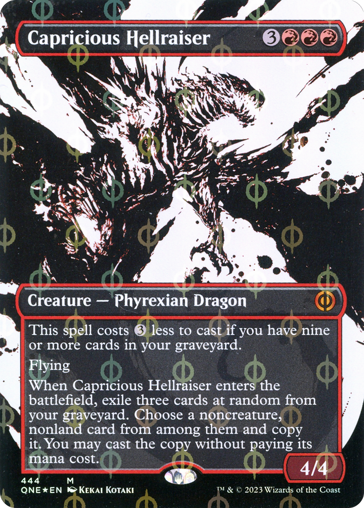 Capricious Hellraiser (Borderless Ichor Step-and-Compleat Foil) [Phyrexia: All Will Be One] | Gate City Games LLC