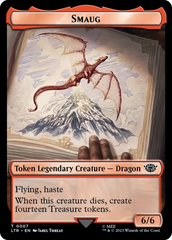 Smaug // Food (0023) Double-Sided Token (Surge Foil) [The Lord of the Rings: Tales of Middle-Earth Tokens] | Gate City Games LLC