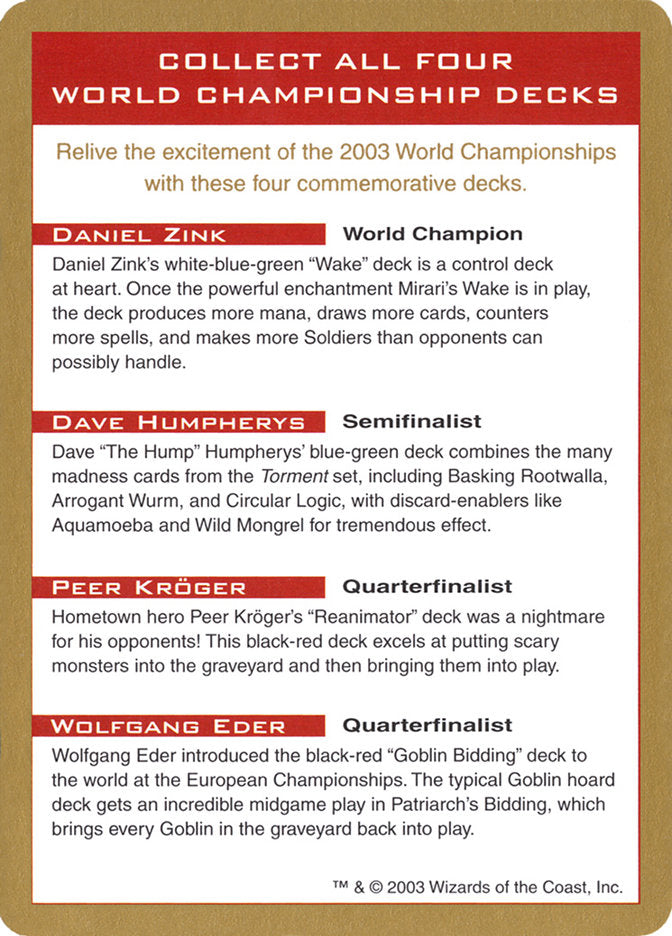 2003 World Championships Ad [World Championship Decks 2003] | Gate City Games LLC