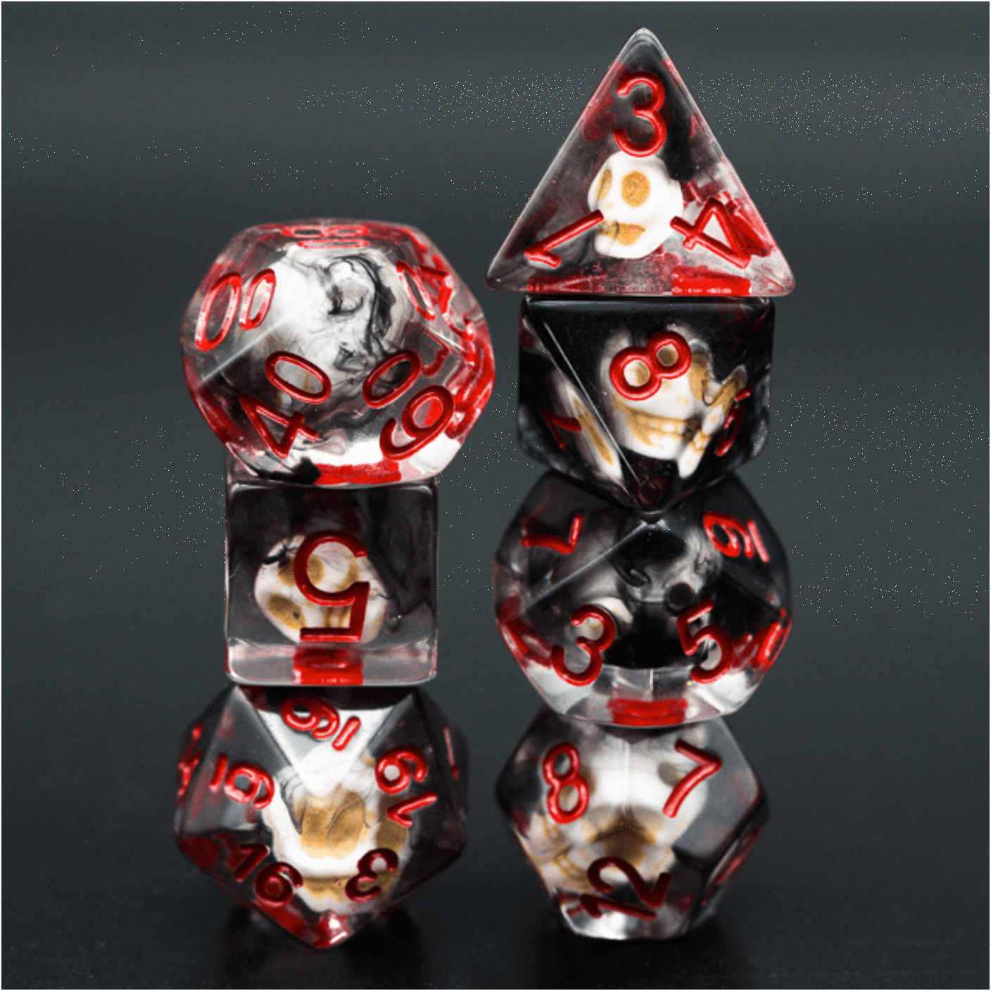 Black Smoke Skull RPG Dice Set | Gate City Games LLC
