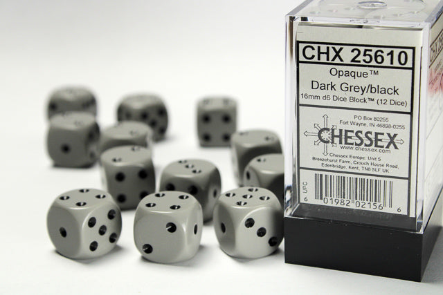 Chessex 12mm Opaque D6 (36ct) | Gate City Games LLC