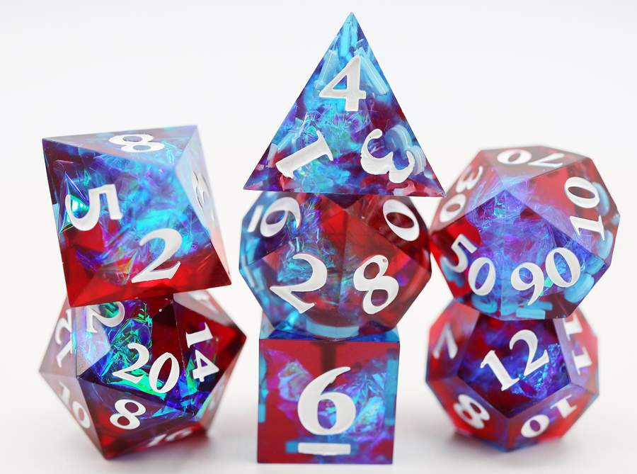 SHARP EDGE RESIN RPG DICE SET - FROZEN APPLE | Gate City Games LLC