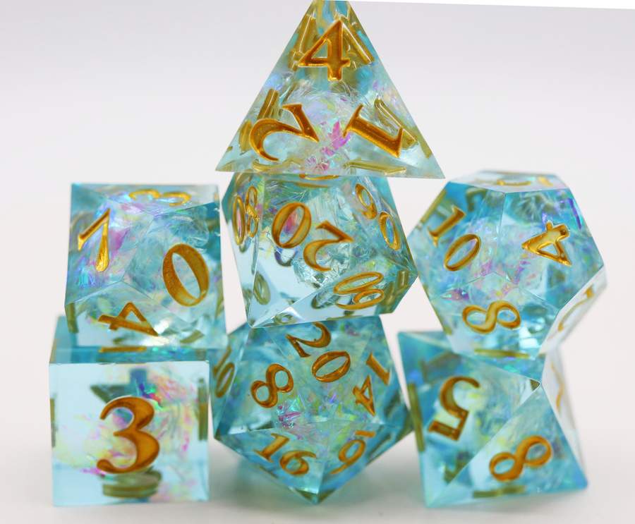 SHARP EDGE RESIN RPG DICE SET - ICY POND | Gate City Games LLC