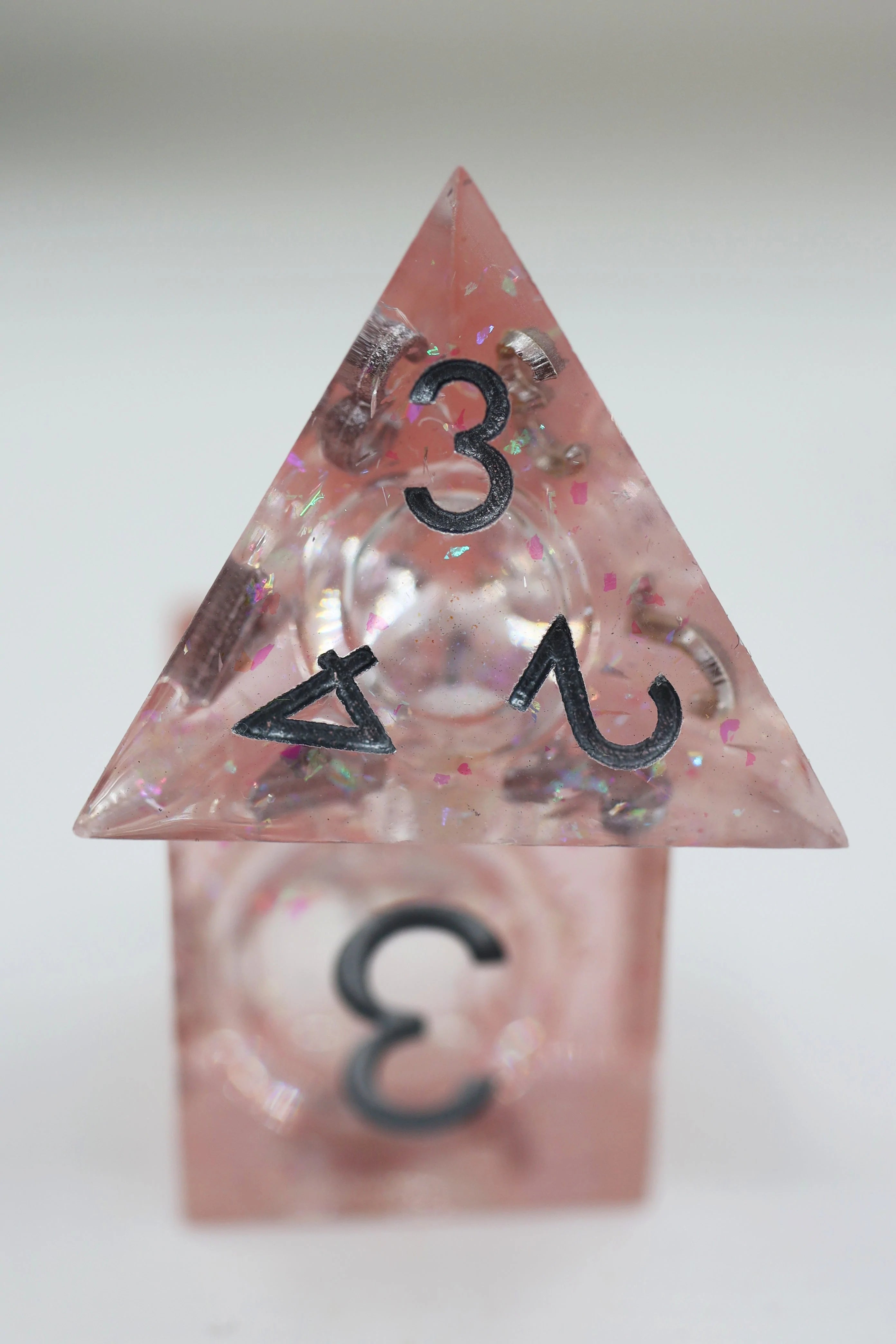Pink Liquid Core Sharp Edge Resin RPG Dice | Gate City Games LLC
