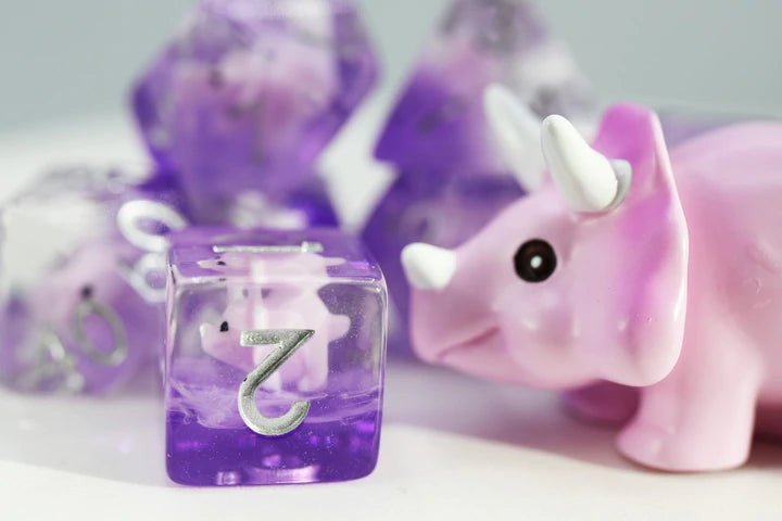 Pink Triceratops RPG Dice Set | Gate City Games LLC