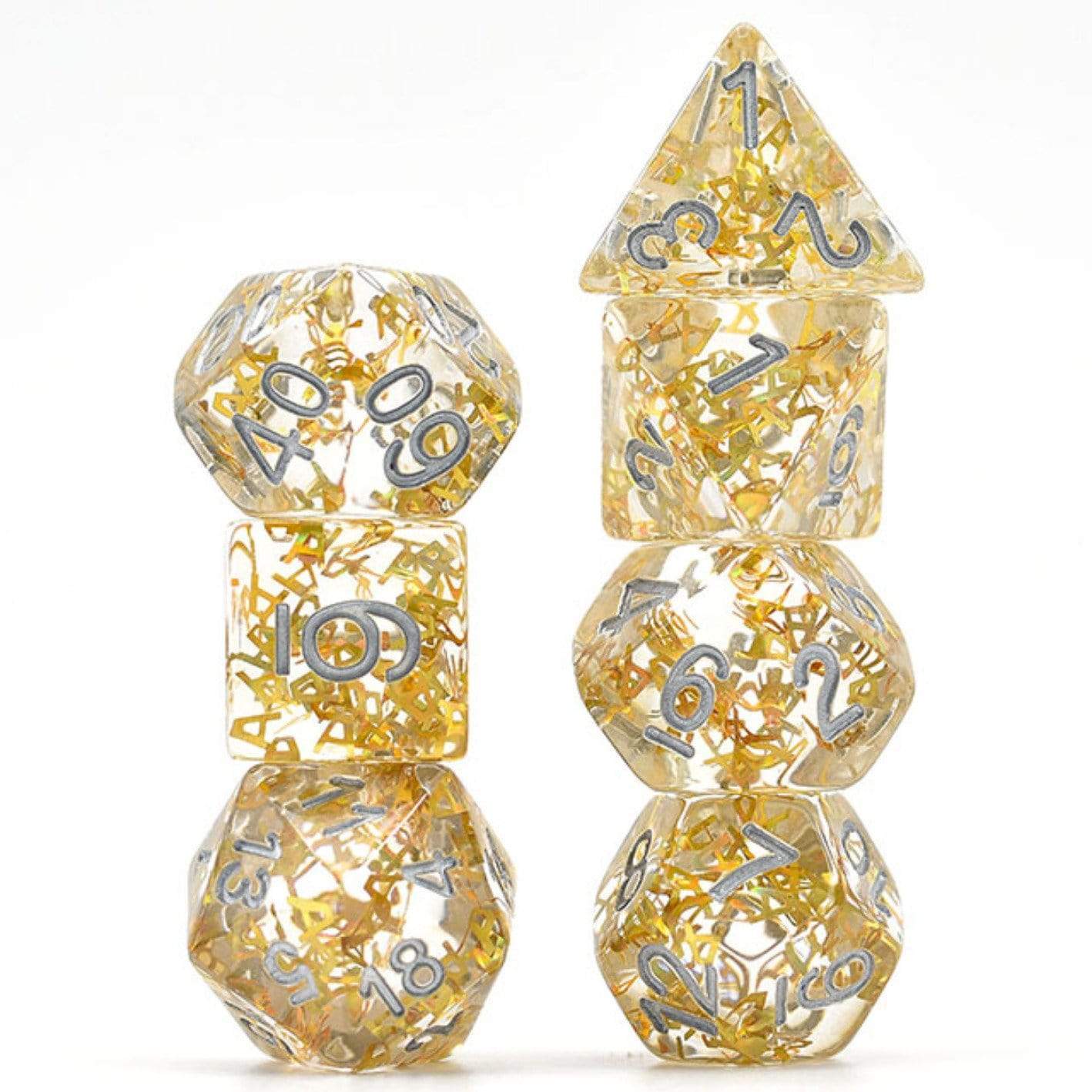 Gold Foil Fragment Filled RPG Dice Set | Gate City Games LLC