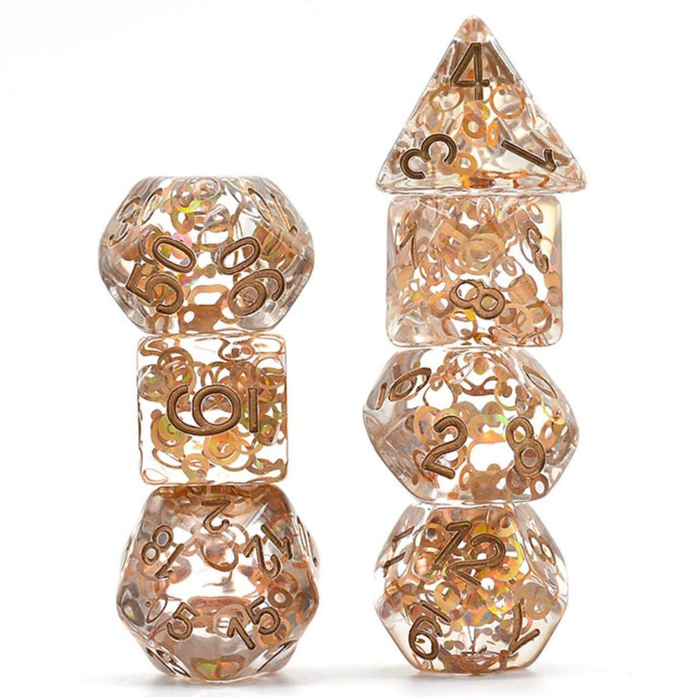 Copper Foil Fragment Filled RPG Dice Set | Gate City Games LLC
